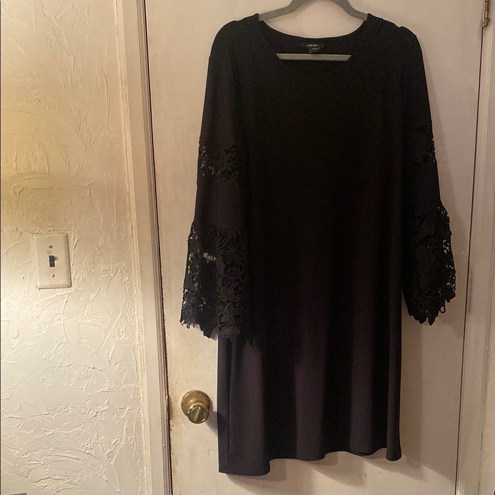 Alfani Black Dress with Lace Detail Size 16. Great used condition.